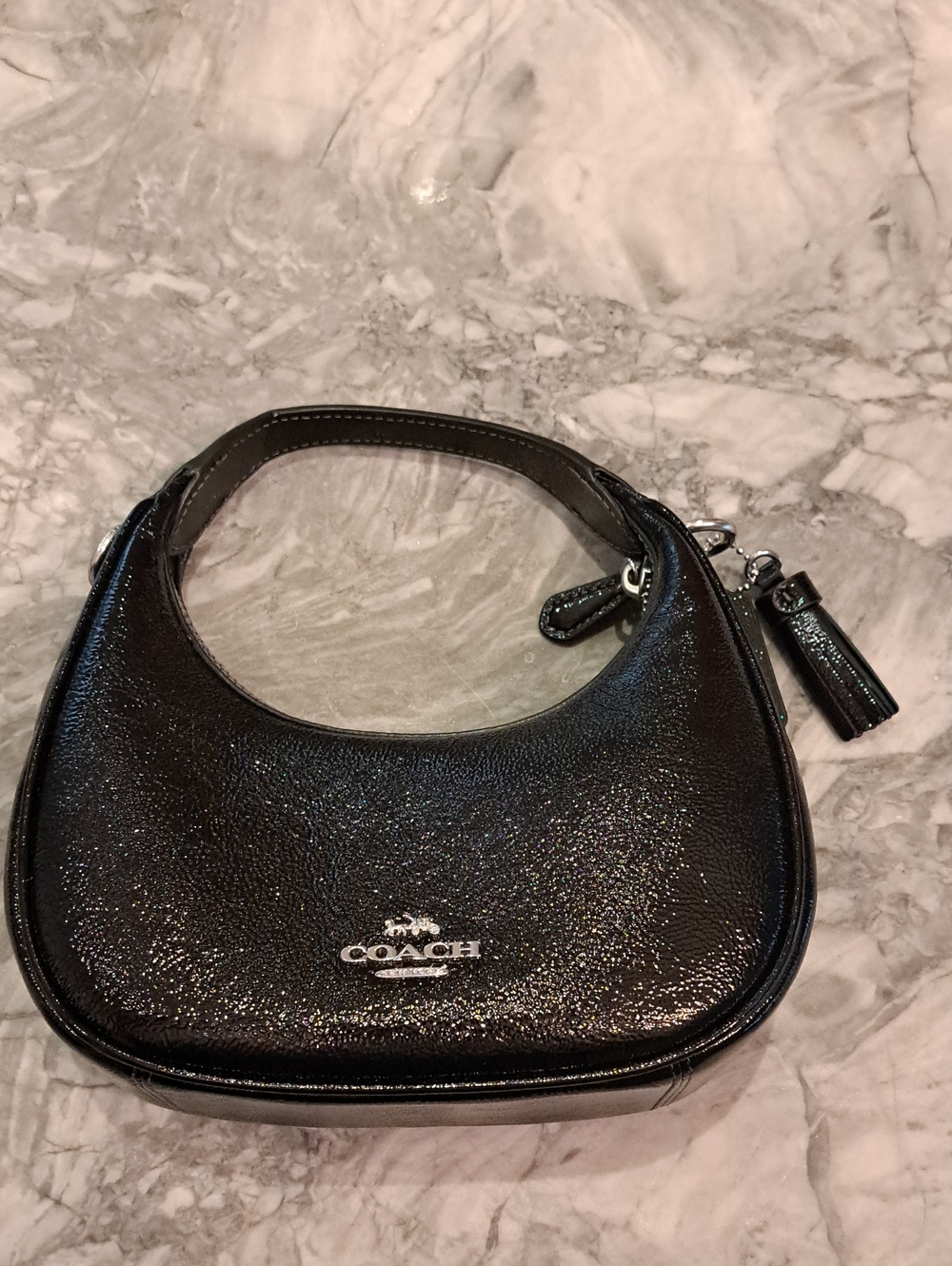 Coach Black Pebble Leather Swinger Bag